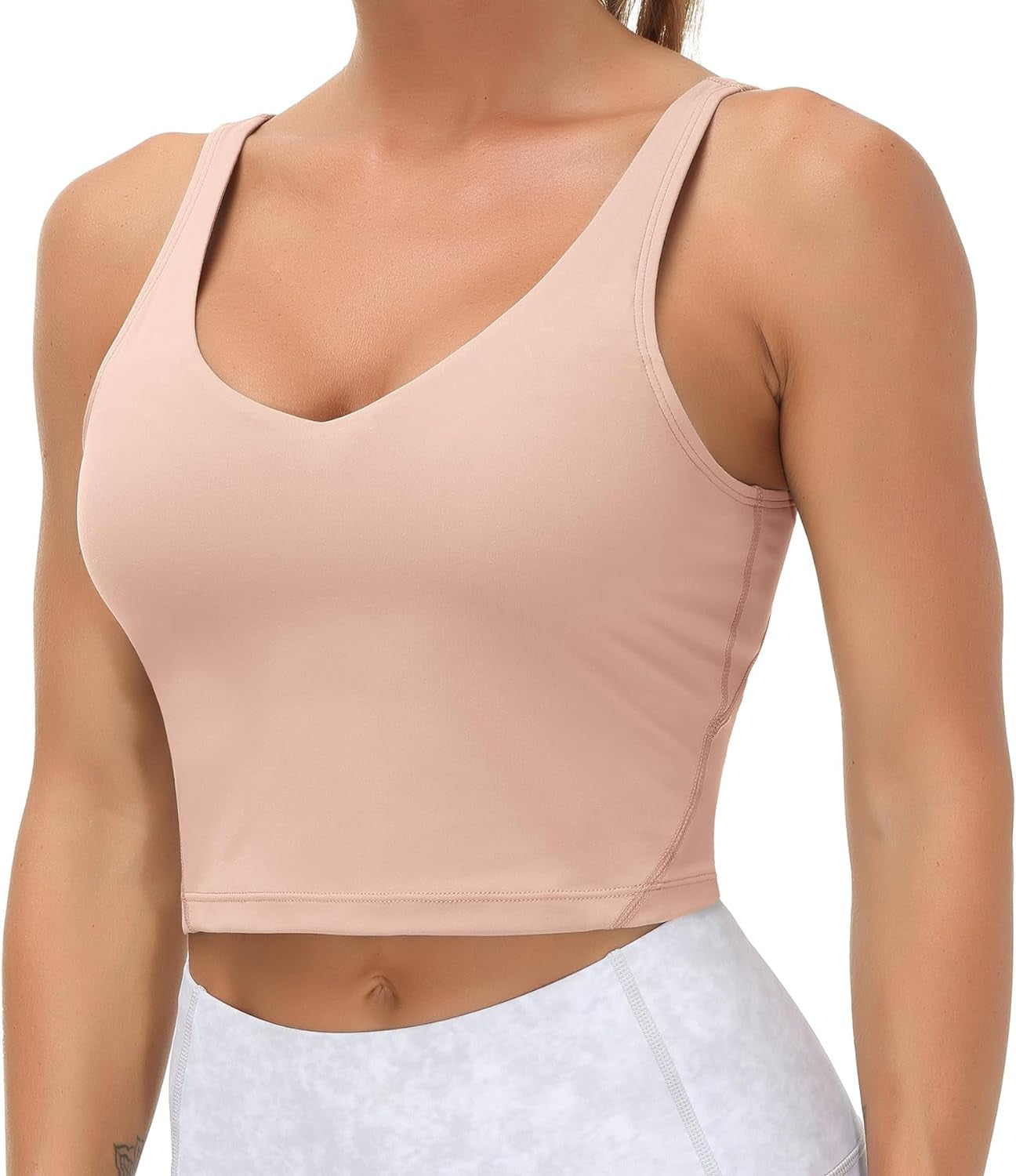 THE GYM PEOPLE Womens' Sports Bra Longline Wirefree Padded with Medium Support