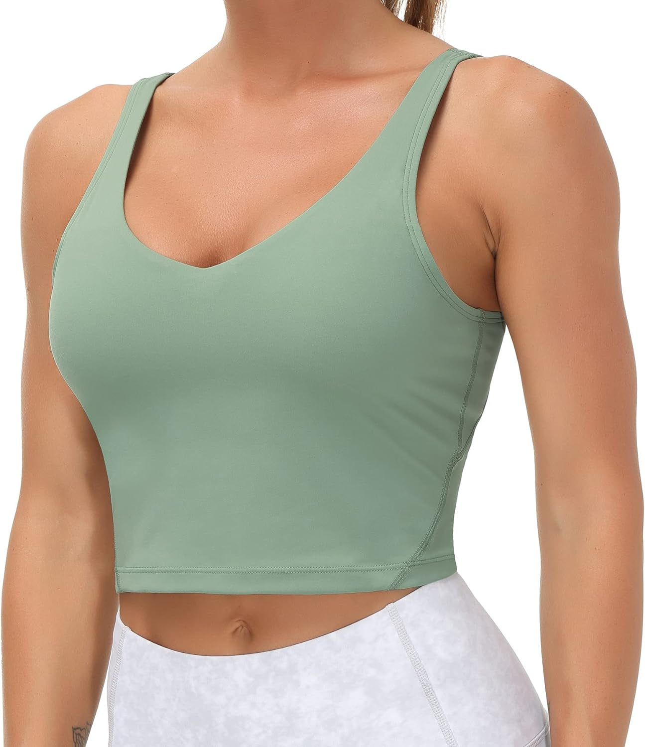 THE GYM PEOPLE Womens' Sports Bra Longline Wirefree Padded with Medium Support