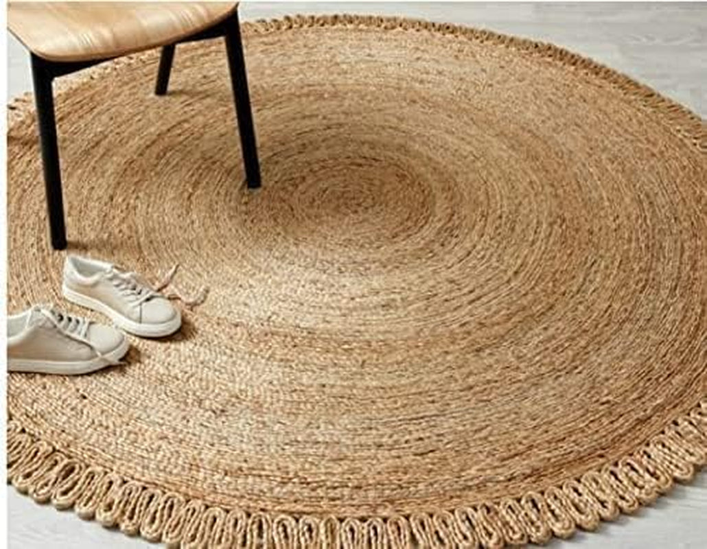 Handwoven Jute Round Area Rug 