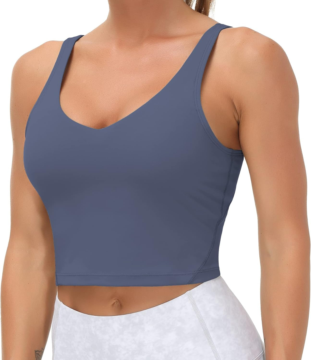 THE GYM PEOPLE Womens' Sports Bra Longline Wirefree Padded with Medium Support