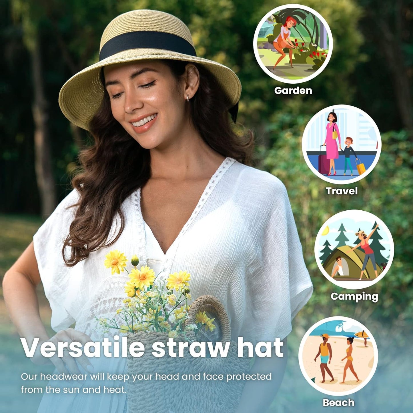Verabella Sun Hats for Women UPF 50+ Women'S Lightweight Foldable/Packable Beach Sun Hat