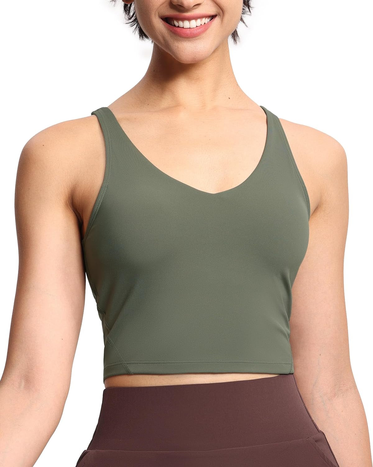 THE GYM PEOPLE Womens' Sports Bra Longline Wirefree Padded with Medium Support