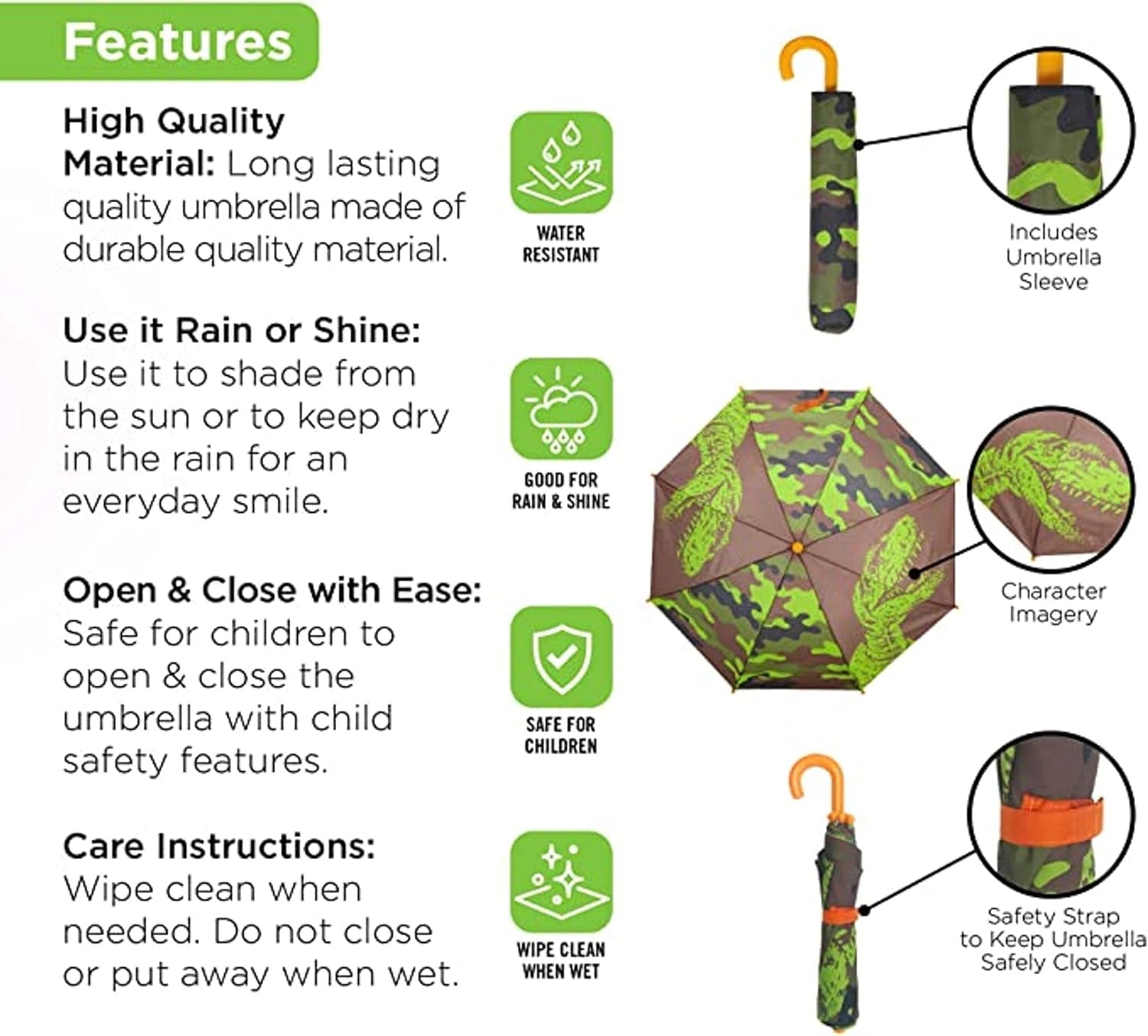 Kids Umbrella for Girls and Boys & Rain Coats Set -Toddler Umbrellas Kids Raincoat Boys Girls Jacket (3-9 Years)