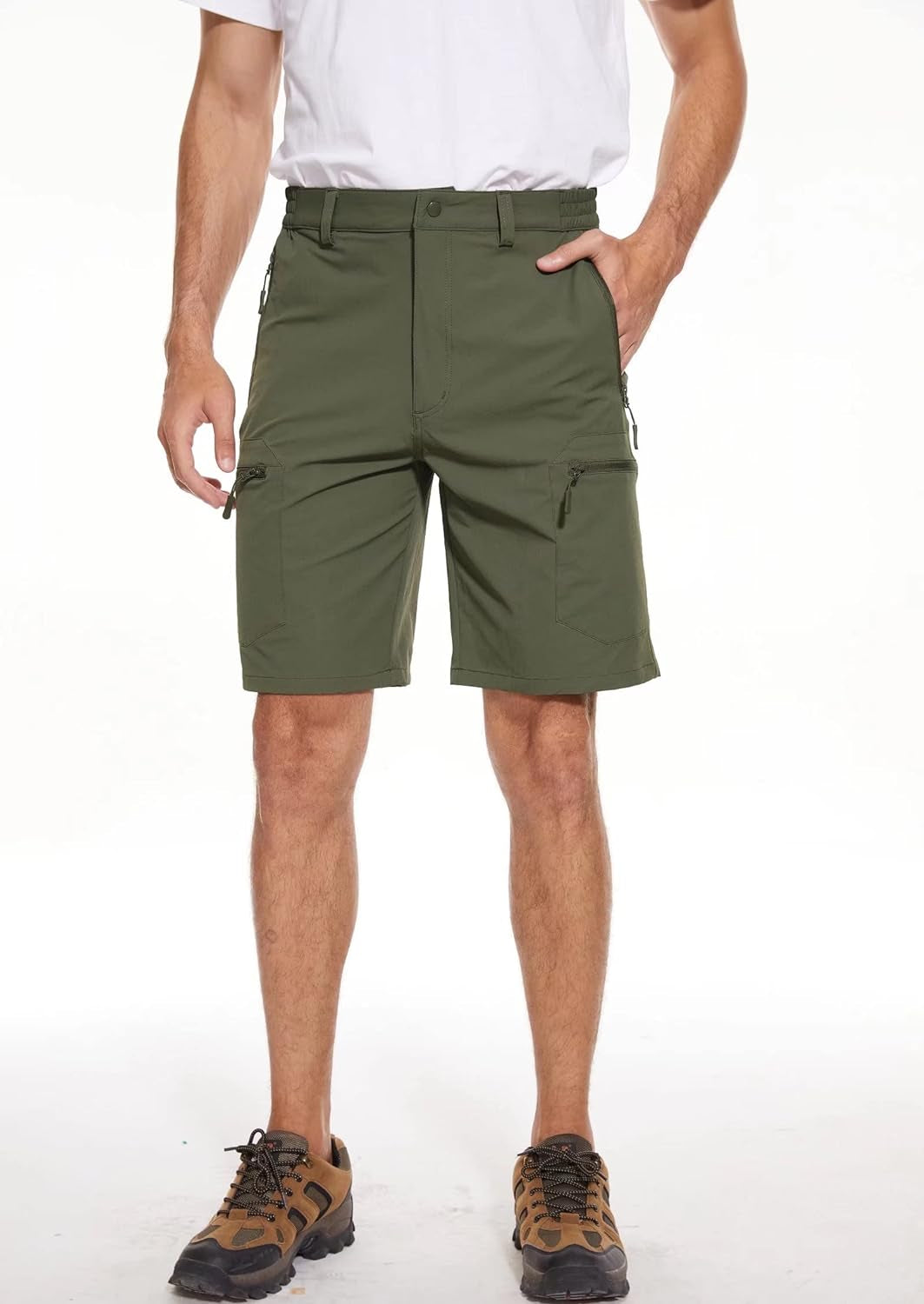 MAGCOMSEN Men'S Hiking Shorts 5 Zipper Pockets Ripstop, Quick Dry, Lightweight, Summer Shorts for Work, Camping, Travel